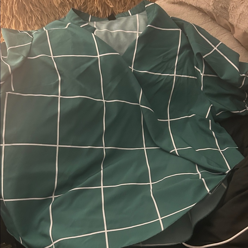 Green Checkered Blouse